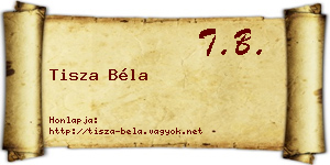 Tisza Béla névjegykártya